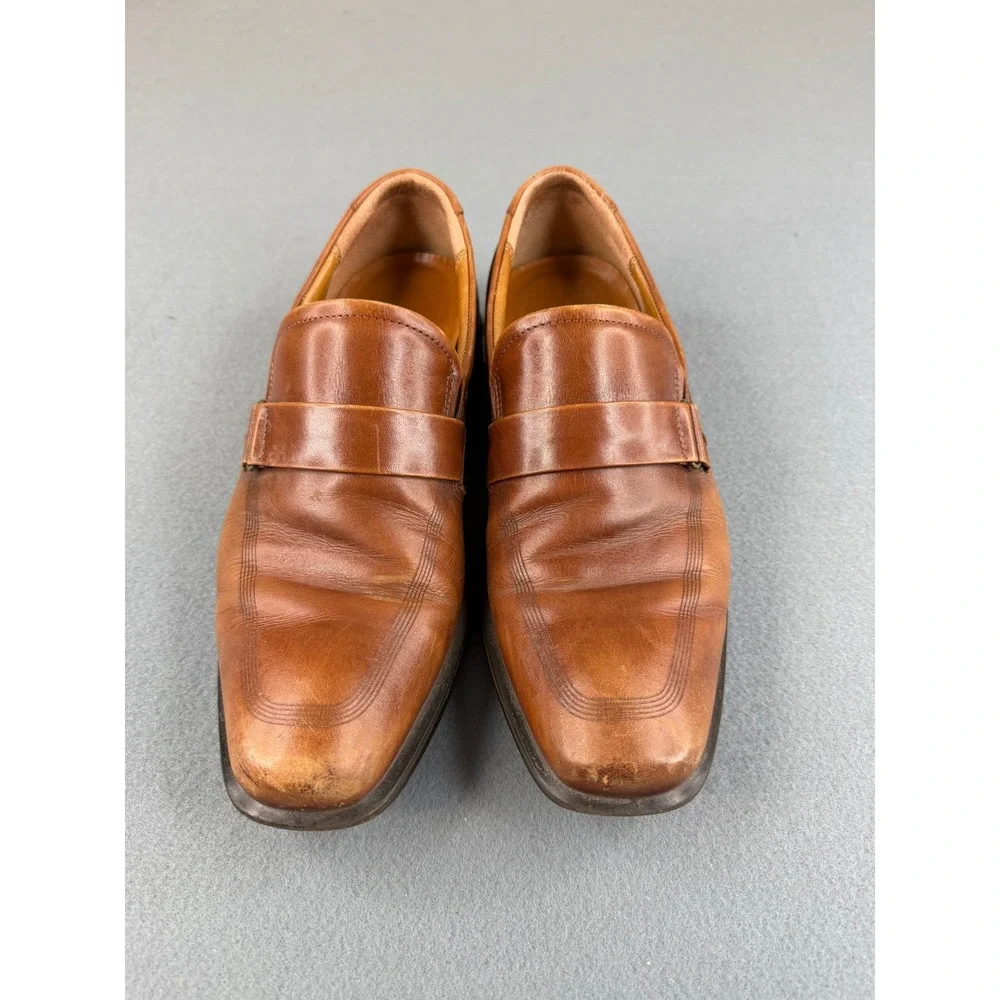 ECCO Edinburgh Loafers Mens EU‎ 41 US 7.5 Brown Leather Slip On Dress Shoes